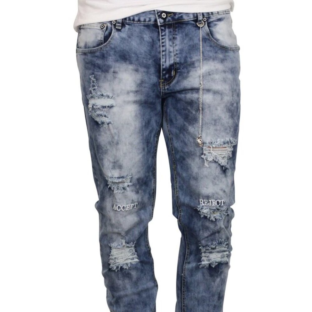 Blue Ripped Designer Denim Jeans